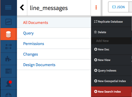 CloudantダッシュボードからSearch Indexを設定している図