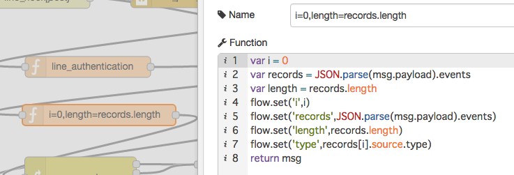 Node-REDでevent.typeを調べている図