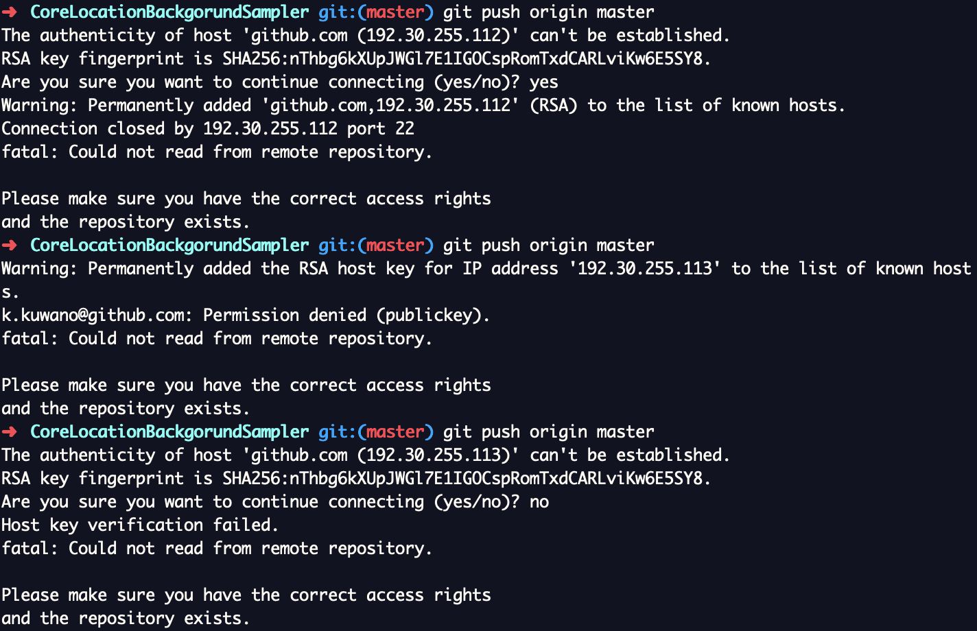 RSA keyがローカルに登録されてるものとGitに登録されてるのが異なり GitHubにPermission deniedされる ...