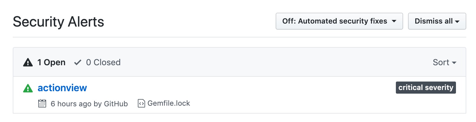 githubのWe found potential security vulnerabilities in your dependencies ...