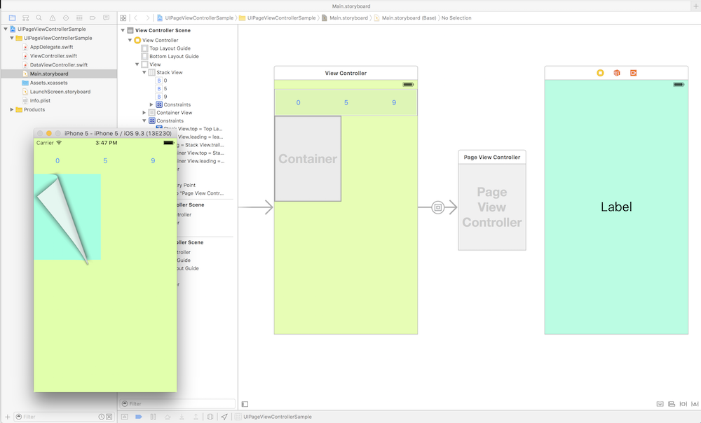 iOSにてUIPageViewControllerでアニメーションを画面の一部分にだけ適応したい | teratail